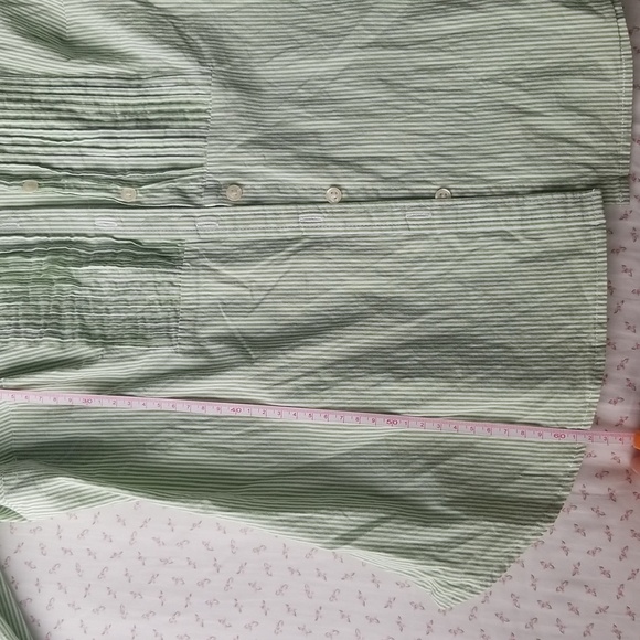 Pastel Mint Green Striped Collared Button Down Blouse - Picture 6 of 7